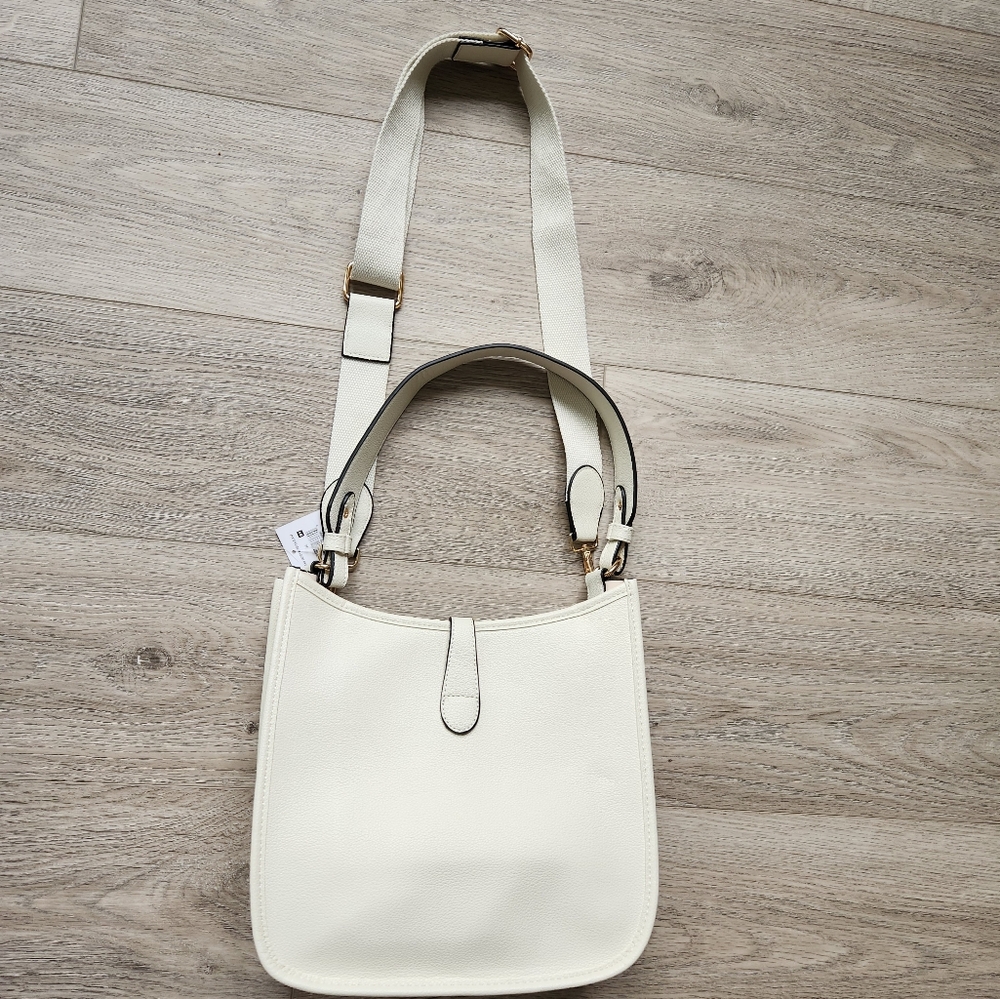 Falls Creek Crossbody White Cream Shoulder Purse Handbag Woven Strap - Picture 5 of 14